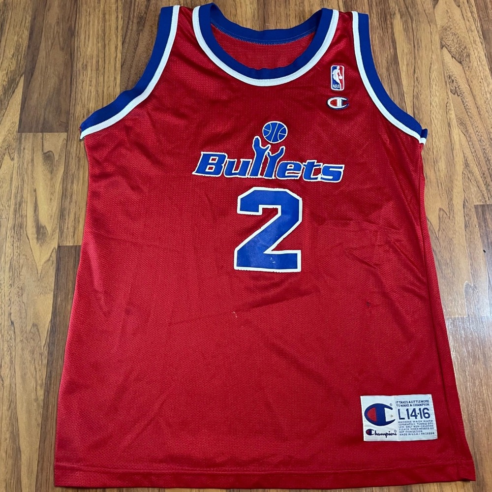 Champion Washington Bullets Chris Webber Jersey Youth L 14-16 Red NBA VTG 90s